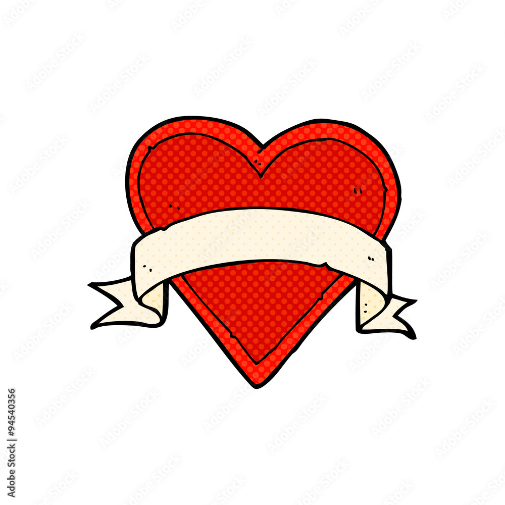 cartoon love heart tattoo