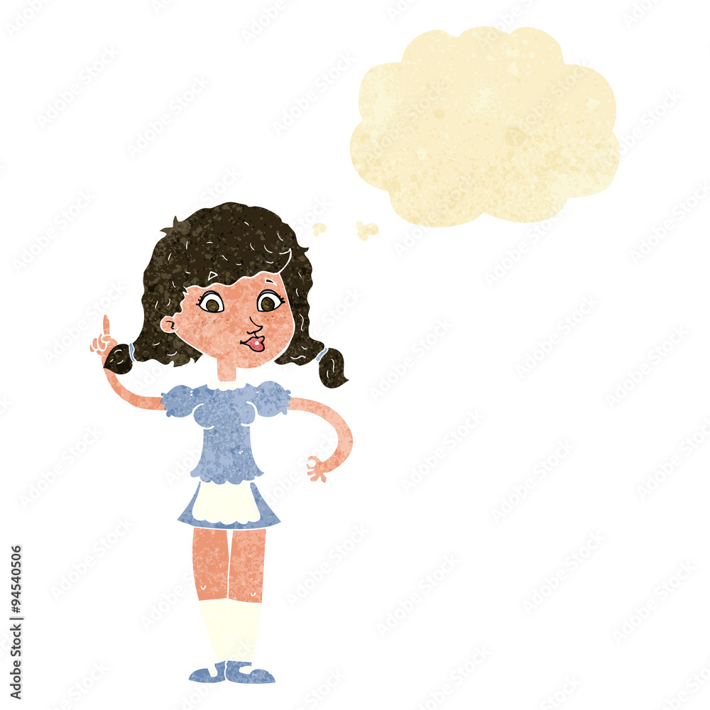 cartoon pretty maid woman with thought bubble cartoon pretty maid woman with thought bubble