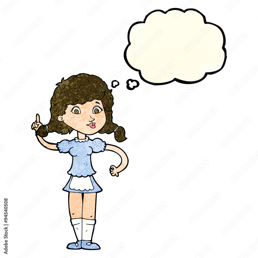 cartoon pretty maid woman with thought bubble cartoon pretty maid woman with thought bubble