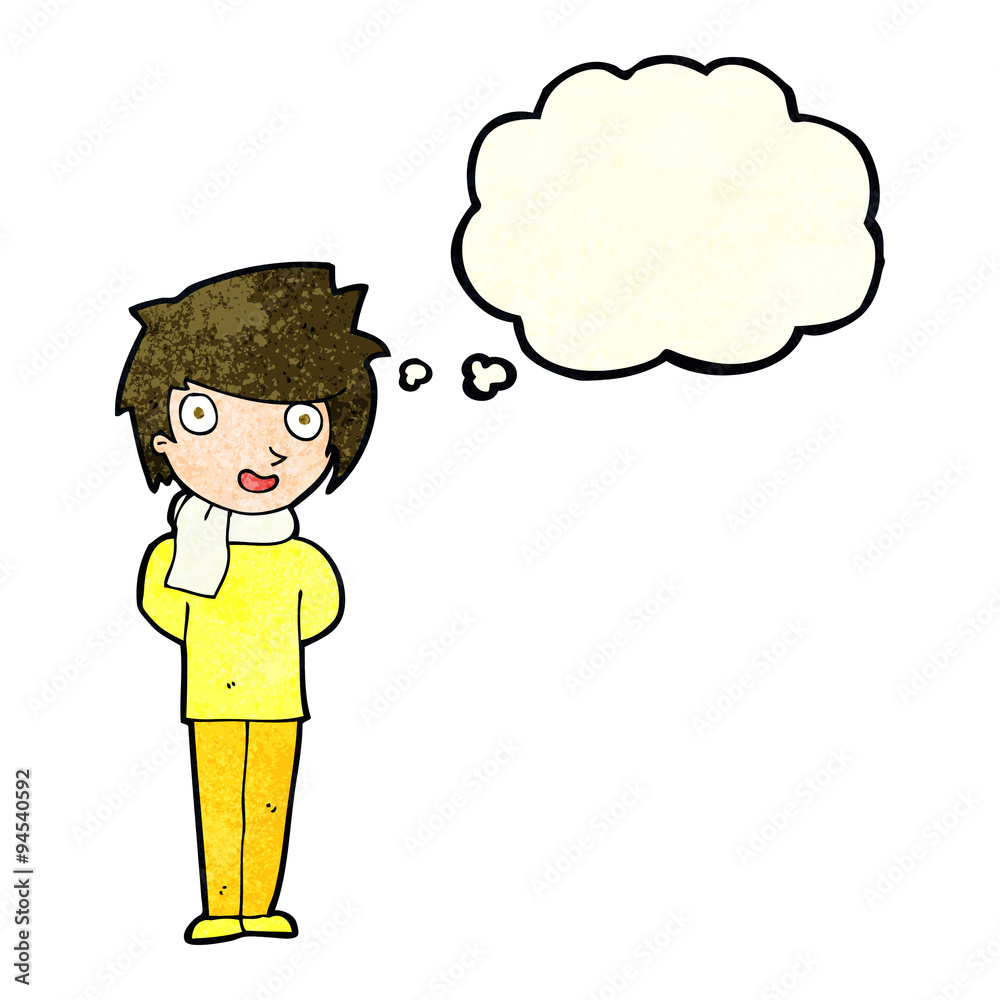 cartoon friendly man with thought bubble cartoon friendly man with thought bubble