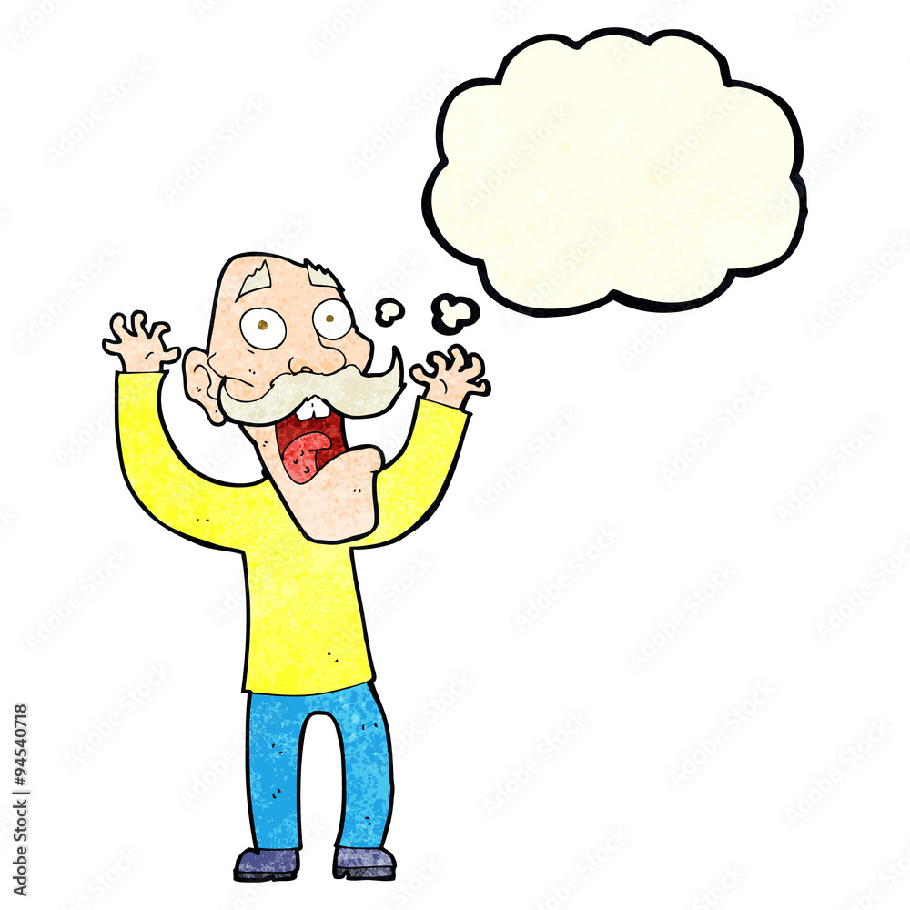 cartoon old man getting a fright with thought bubble cartoon old man getting a fright with thought bubble