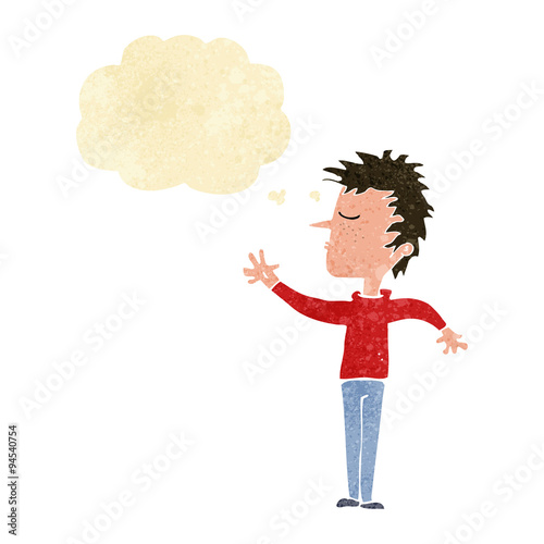 cartoon dismissive man with thought bubble