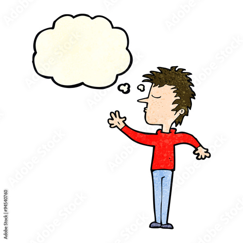 cartoon dismissive man with thought bubble