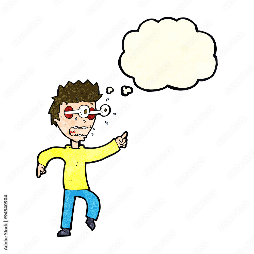 cartoon man with popping out eyes with thought bubble cartoon man with popping out eyes with thought bubble