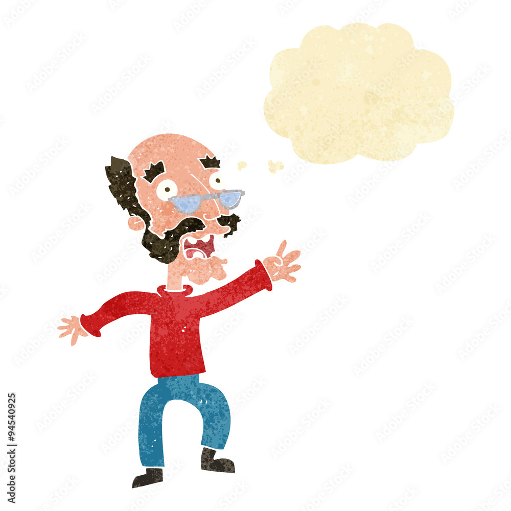 cartoon frightened old man with thought bubble cartoon frightened old man with thought bubble