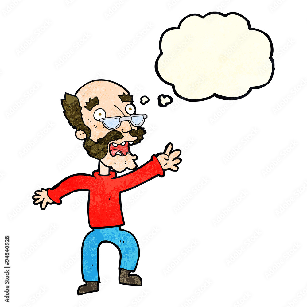 cartoon frightened old man with thought bubble cartoon frightened old man with thought bubble