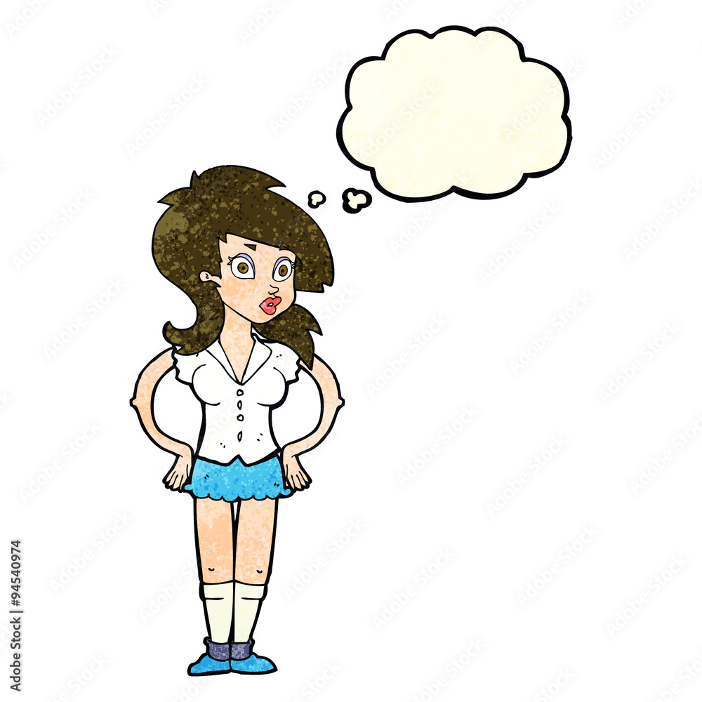 cartoon pretty woman with thought bubble cartoon pretty woman with thought bubble