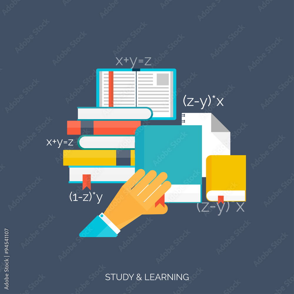 Flat concept education background. Back to school. Distance Flat concept education background. Back to school. Distance