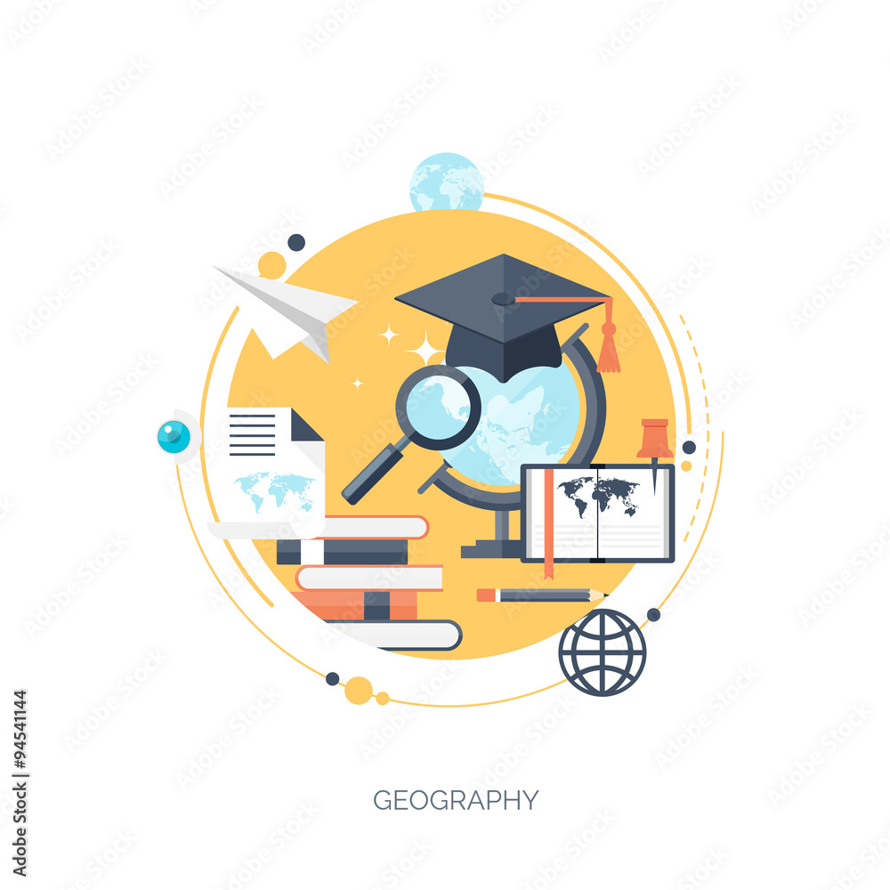 Flat vector illustration. Study and learning concept background