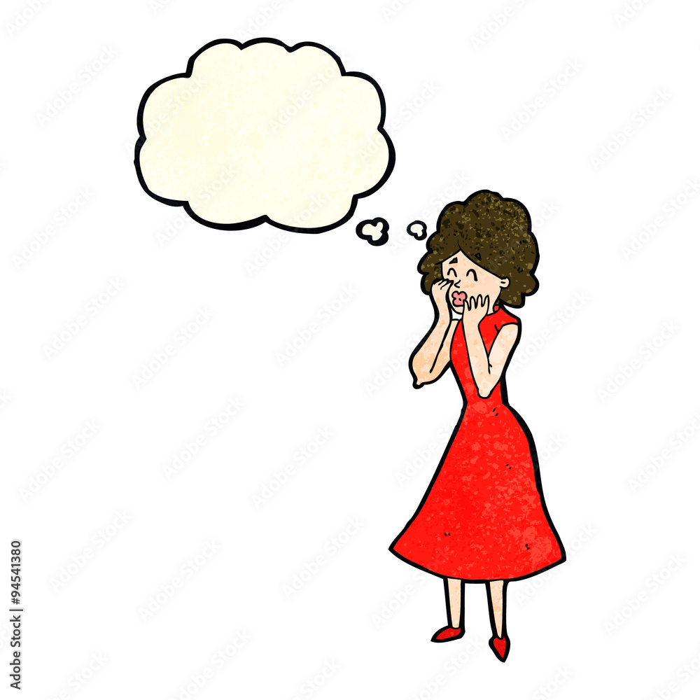 cartoon worried woman with thought bubble cartoon worried woman with thought bubble