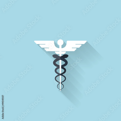 Flat web internet icon.Caduceus medical symbol.