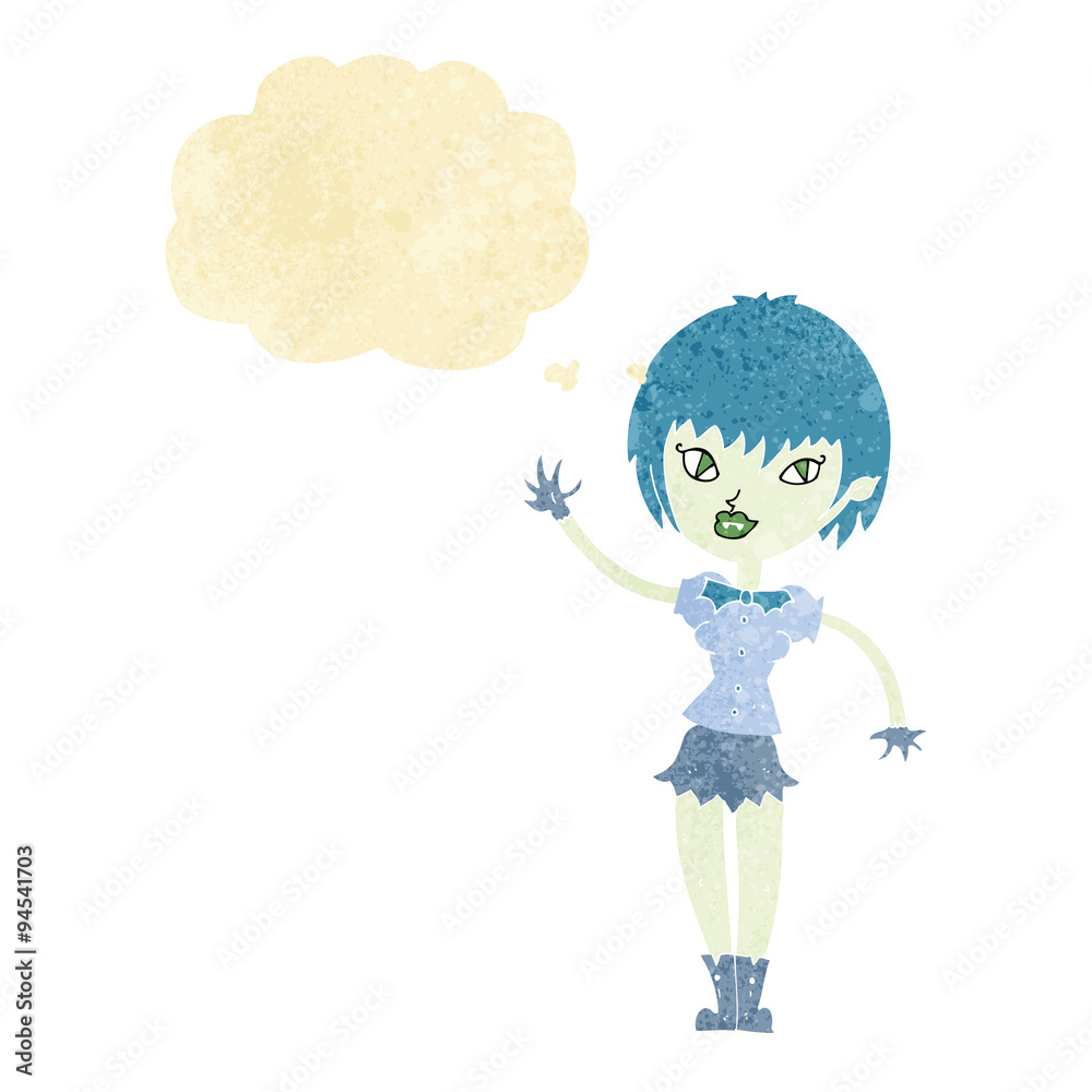 cartoon vampire girl with thought bubble cartoon vampire girl with thought bubble