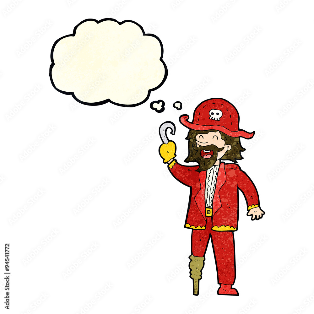 Fototapeta premium cartoon pirate captain with thought bubble