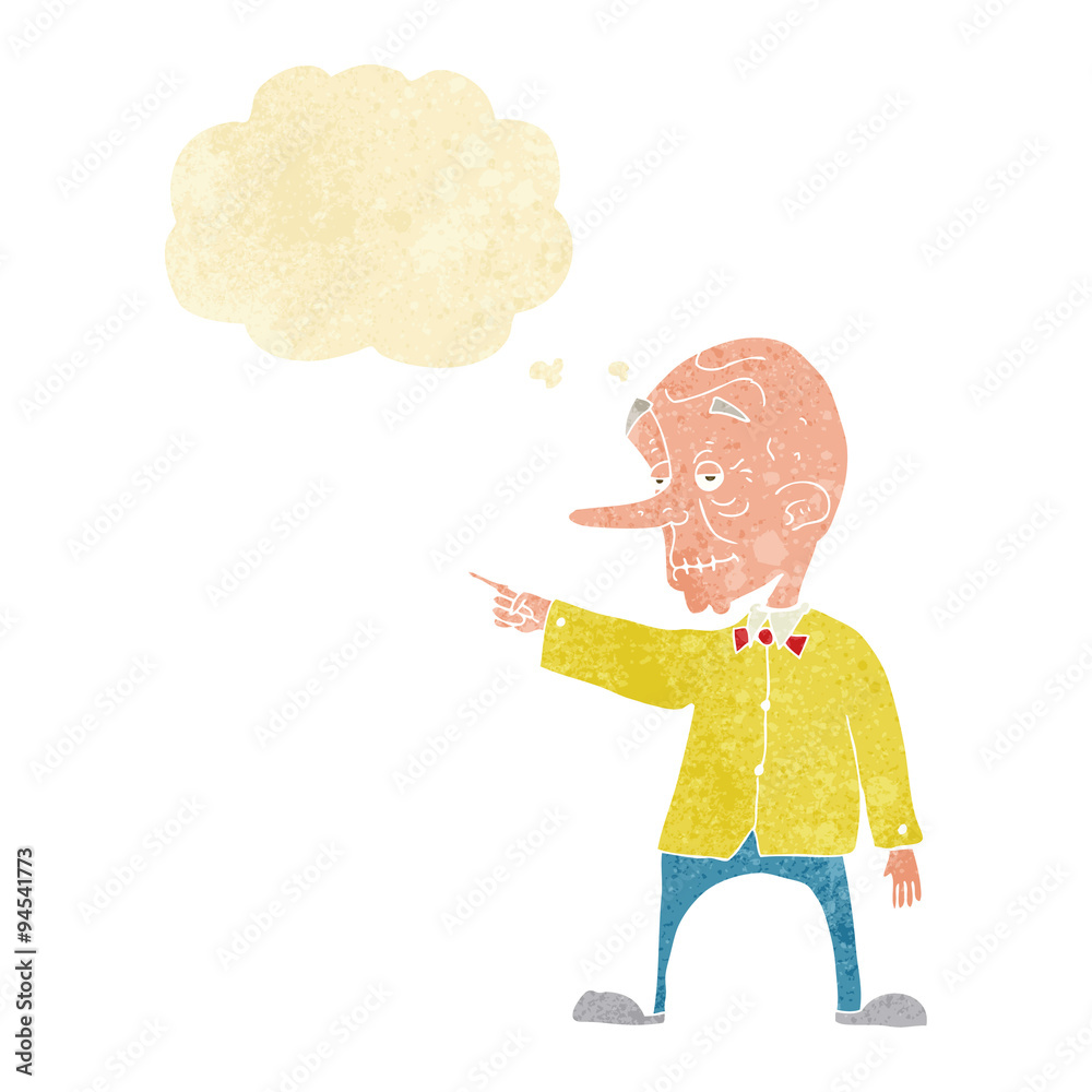 cartoon old man pointing with thought bubble cartoon old man pointing with thought bubble
