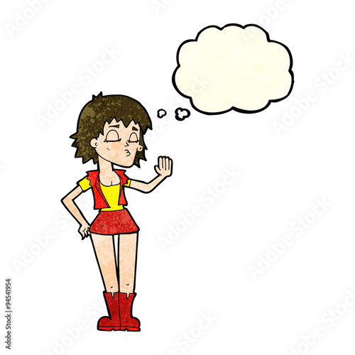 cartoon cool girl with thought bubble