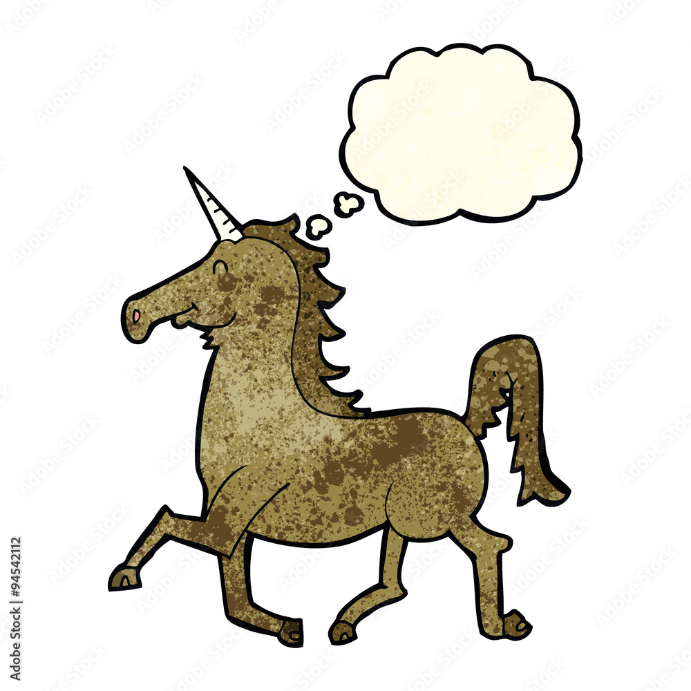 Fototapeta premium cartoon unicorn with thought bubble
