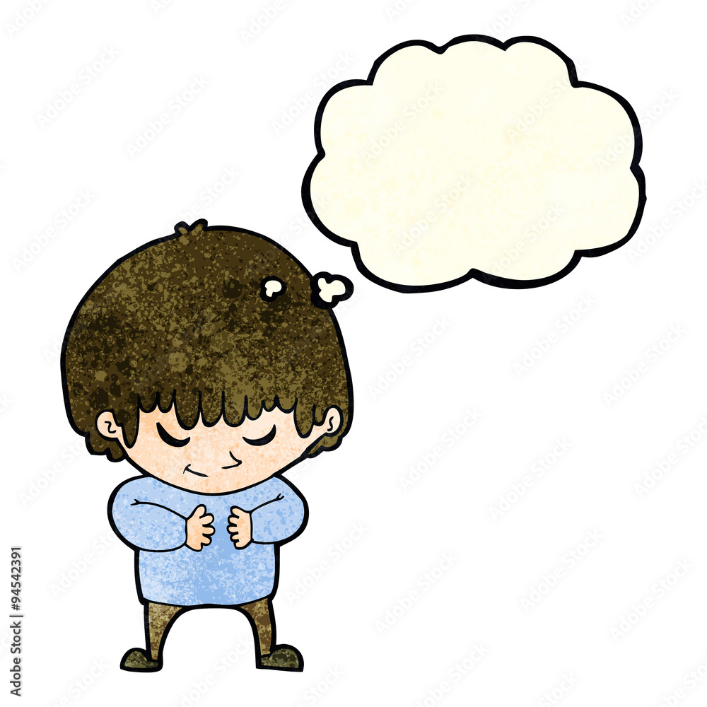 cartoon shy boy with thought bubble cartoon shy boy with thought bubble