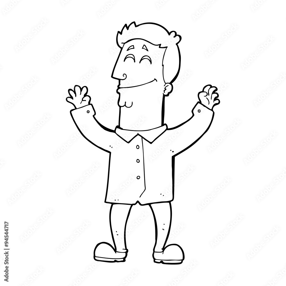 line drawing cartoon  happy man