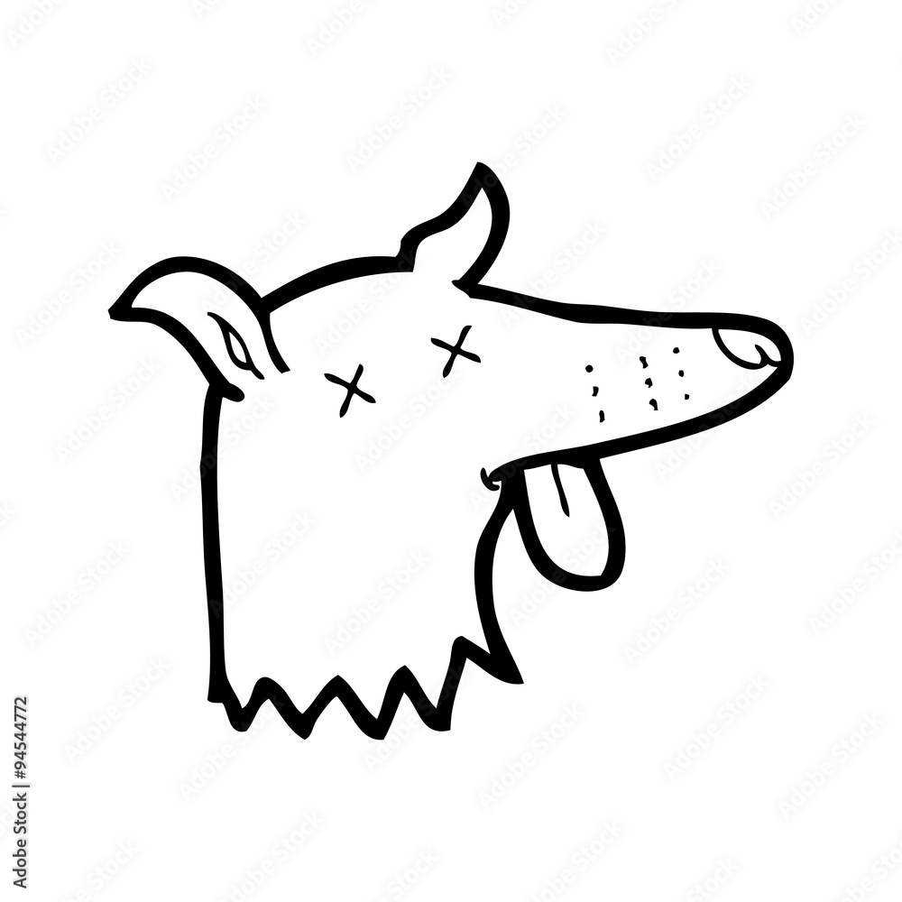 line drawing cartoon dead dog face Stock Vector | Adobe Stock