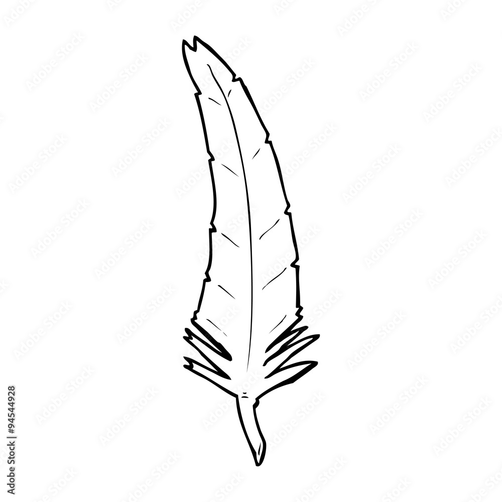 line drawing cartoon feather Stock Vector | Adobe Stock