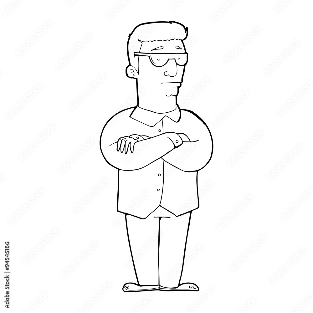Obraz premium line drawing cartoon security guy