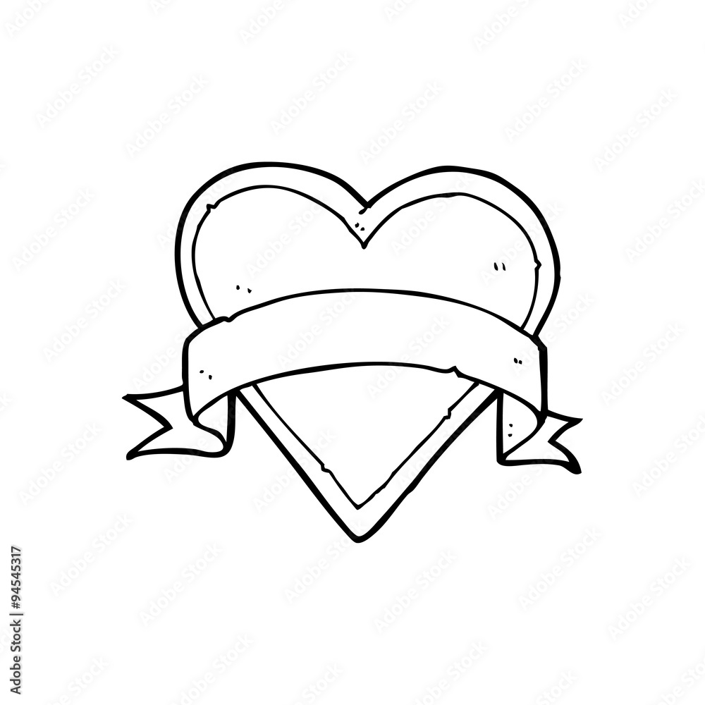 line drawing cartoon love heart tattoo Stock Vector | Adobe Stock