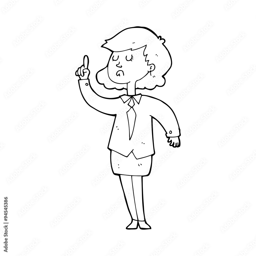 line drawing cartoon  woman making point