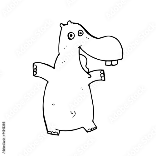 line drawing cartoon  hippo