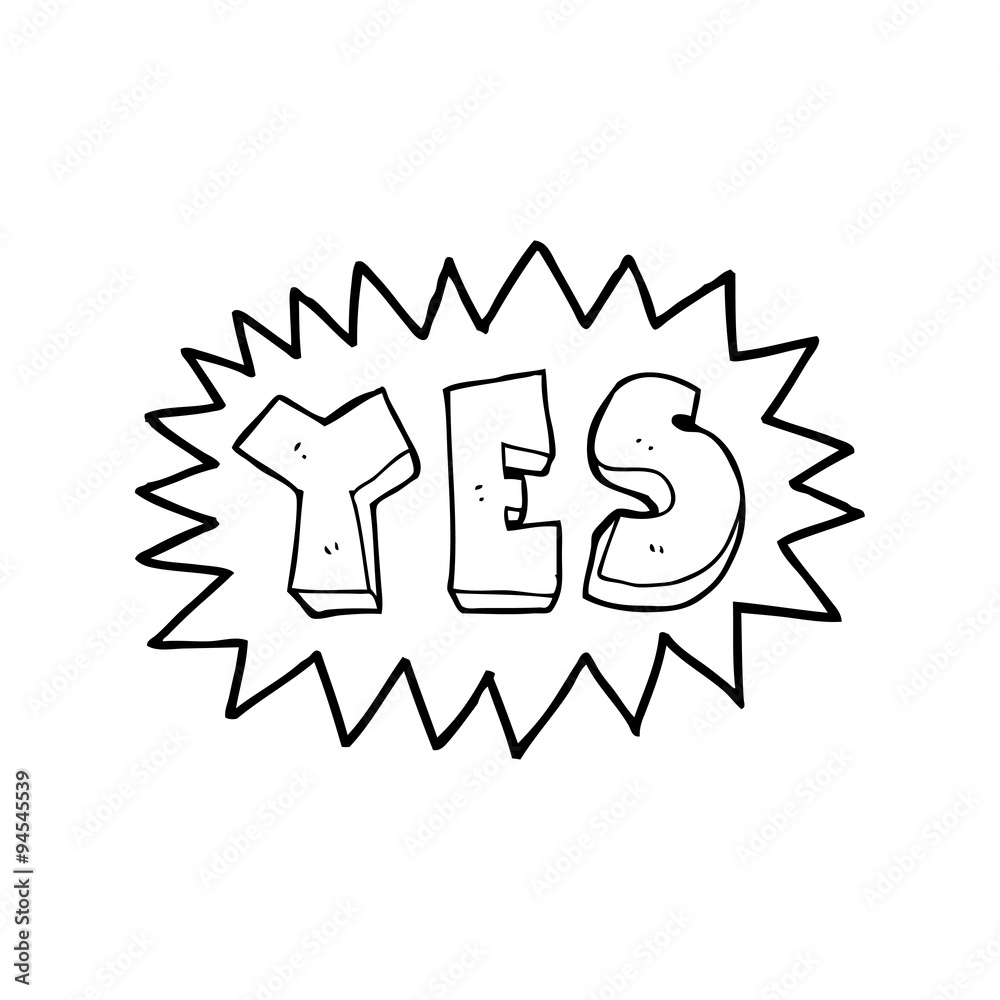 line drawing cartoon yes sign line drawing cartoon yes sign