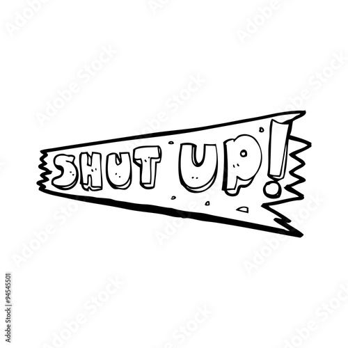 line drawing cartoon  shut up sign