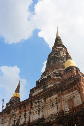 An old beautiful temple in Thailand  Wat Yai Chai Mongkol  Ayuuthaya