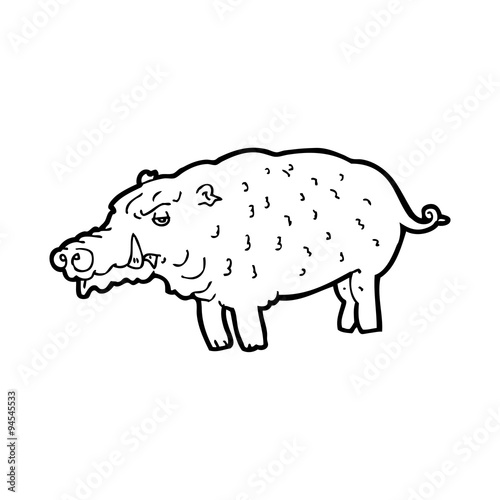 line drawing cartoon hog