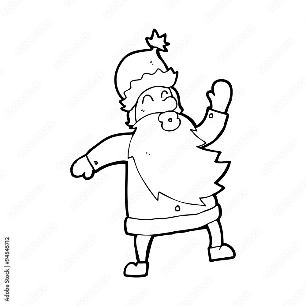 line drawing cartoon  santa