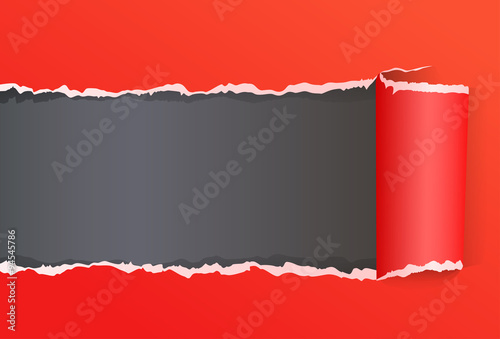 Red Torn Color Wrapped Paper With Copy Space For Message 