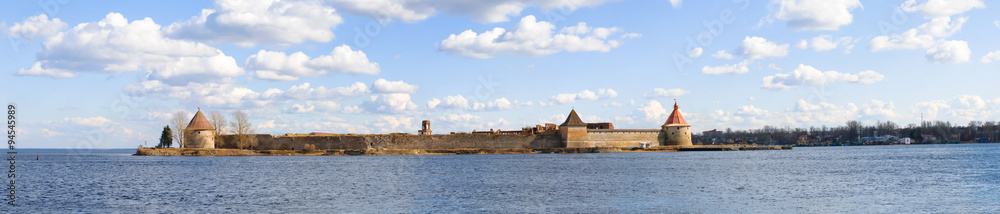 Oreshek fortress, Swedish Nöteborg - Noteburg, ancient Russian fortress on island, Neva river, town Shlisselburg in the Leningrad region, was Founded in 1323, XVIII political prison, UNESCO world 