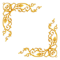 Ornament elements, vintage gold frame floral designs