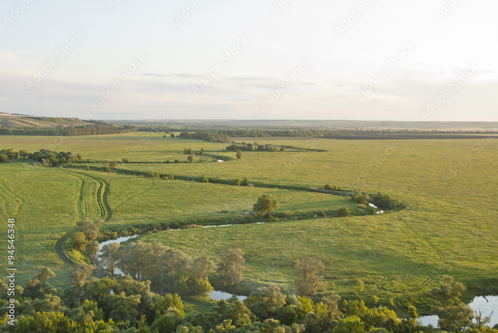 Obraz premium Evening landscape in Divnogorie, Russia.