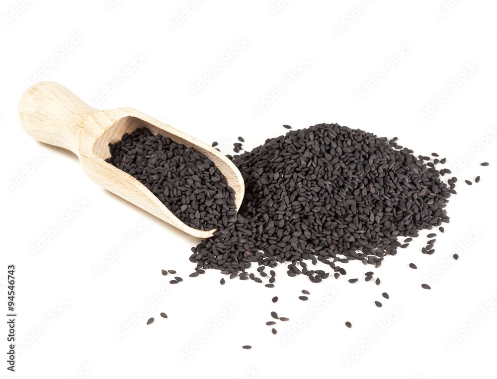 Pile of black sesame seeds isolated Pile of black sesame seeds isolated