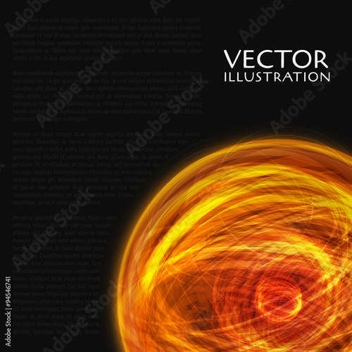 Fire Sphere Like the Sun. Vector Background for artwork, articles, party flyers, posters, banners.