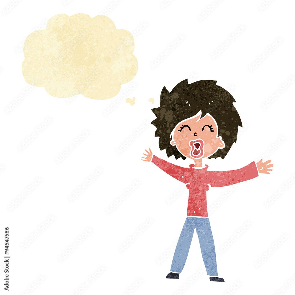 cartoon woman shouting with thought bubble cartoon woman shouting with thought bubble