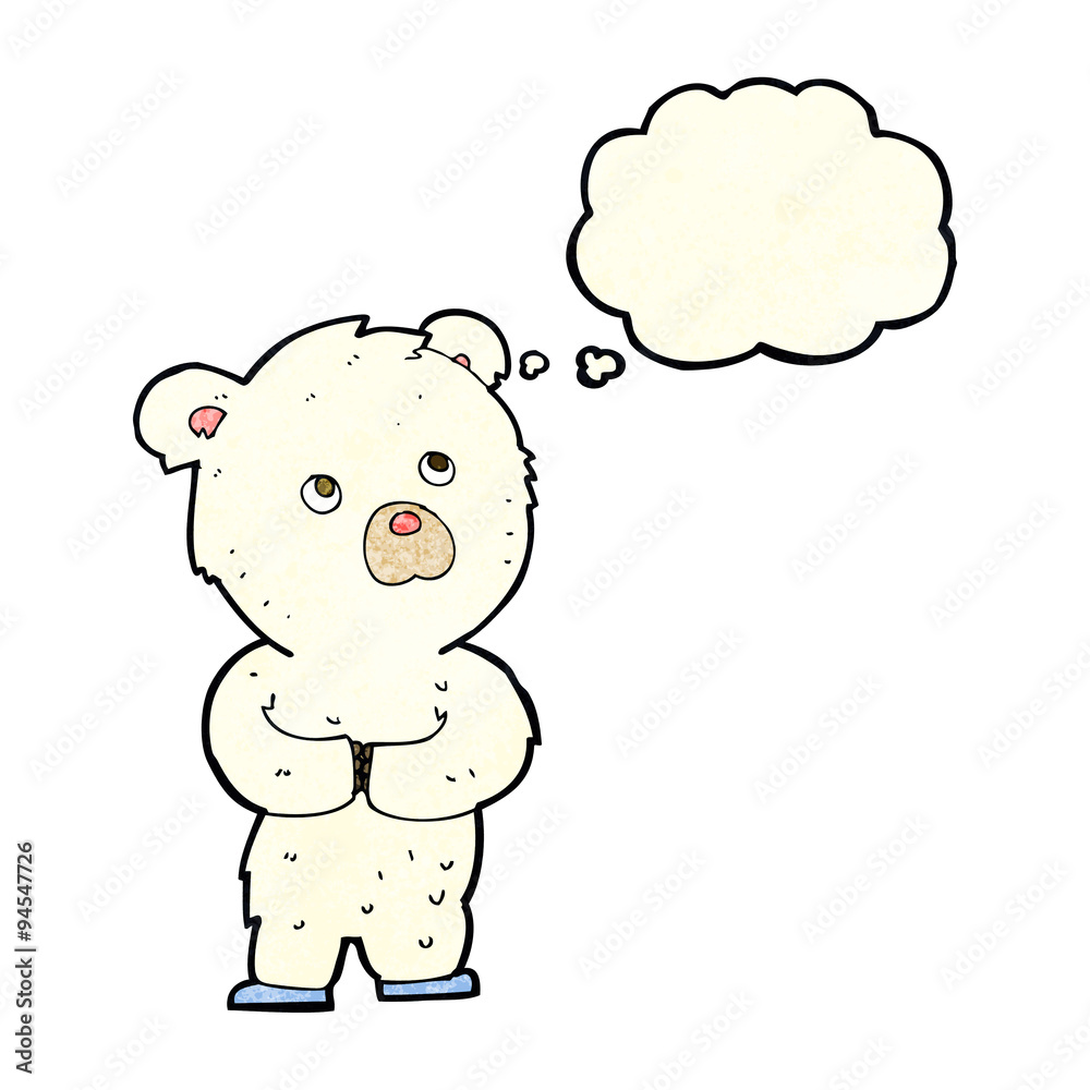 cartoon polar bear cub with thought bubble cartoon polar bear cub with thought bubble