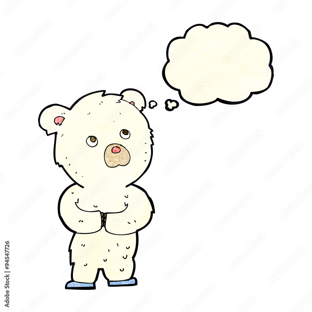 cartoon polar bear cub with thought bubble