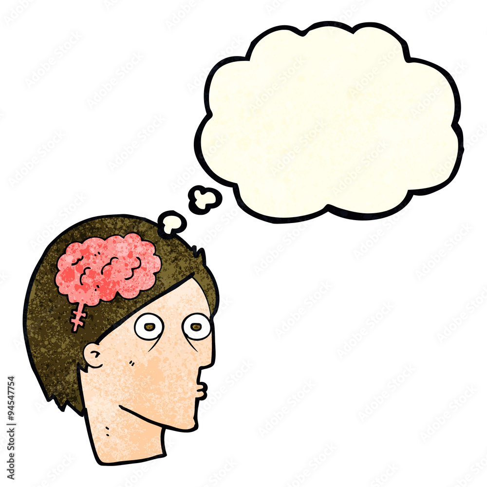 cartoon head with brain symbol with thought bubble cartoon head with brain symbol with thought bubble