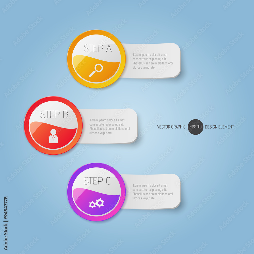 Modern round buttons and banners with texte. Can be used for infographics, graphic, brochure, education or project book Modern round buttons and banners with texte. Can be used for infographics, graphic, brochure, education or project book