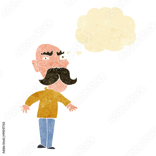 cartoon angry old man with thought bubble