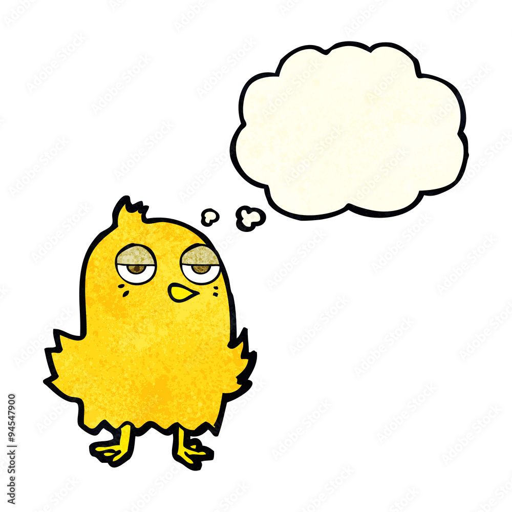 Fototapeta premium cartoon bored bird with thought bubble
