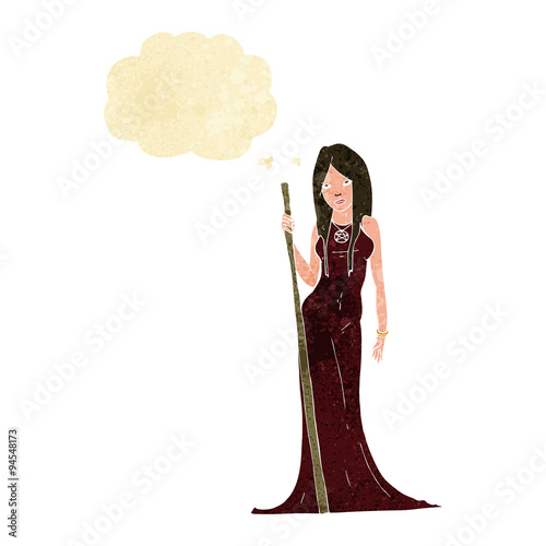 cartoon sorceress  with thought bubble