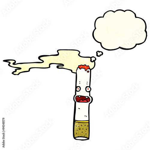 cartoon cigarette with thought bubble