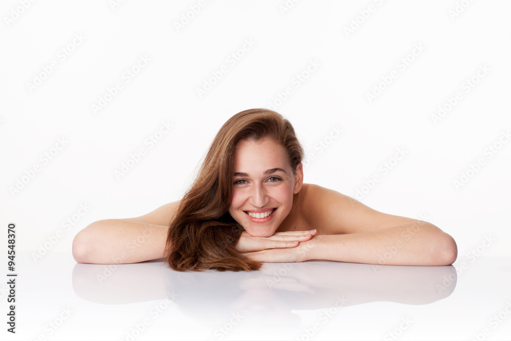 attractive young woman smiling for pampering massage attractive young woman smiling for pampering massage