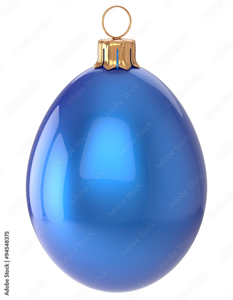 Christmas ball egg New Year's Eve bauble blue wintertime decoration glossy hanging adornment sparkly. Traditional winter happy holidays ornament Merry Xmas symbol shiny blank. 3d render isolated Christmas ball egg New Year's Eve bauble blue wintertime decoration glossy hanging adornment sparkly. Traditional winter happy holidays ornament Merry Xmas symbol shiny blank. 3d render isolated